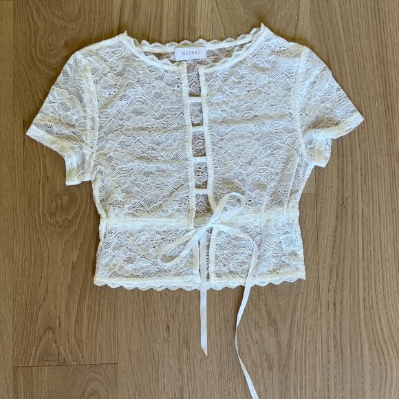 Meshki Tops - White lace top - meshki